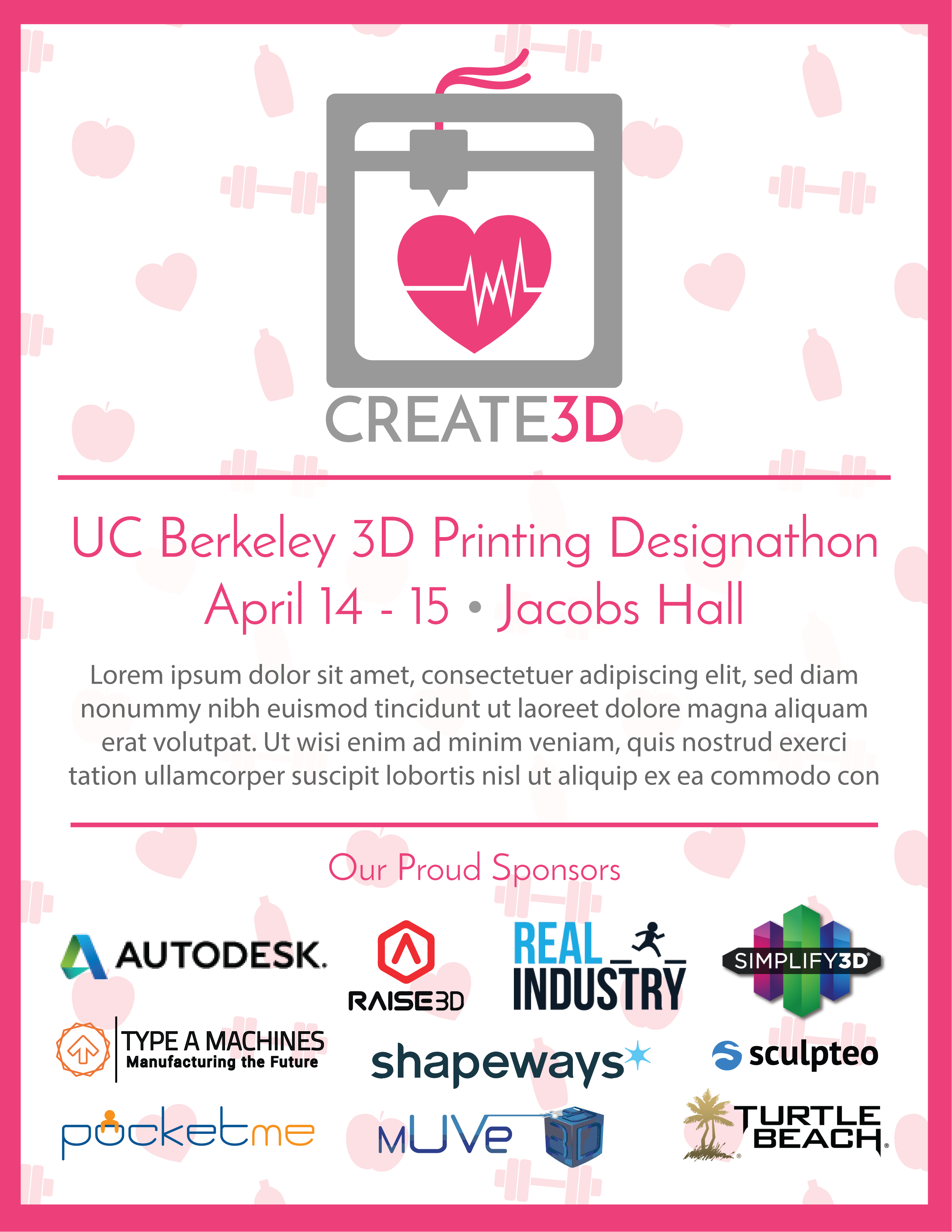 Create3D: 3D Printing Designathon 2017 Logo and Flyer